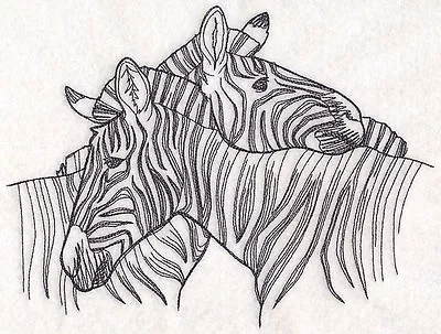 Zebra Sketch New Set Of 2 Bath Hand Towels Embroidered By Laura • £23.14
