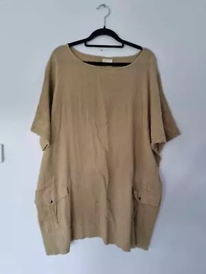 Fab Camel 'zulu & Zephyr' Long Cotton Top With Front Pockets Size 12 • $20