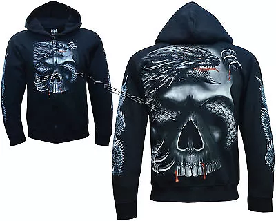 £24.95 • Buy Grim Reaper Skull Dragon Glow In Dark Tattoo Goth Zip Zipped Hoodie Hoody Jacket
