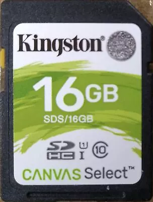 1 PCS NEW Kingston 16GBClass 10 SDHC Card CANVAS SELECT- SDS10/16GB FREE SHIP • $15.99