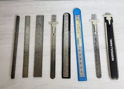 Lot Of 8 Vintage Metal Pocket Rulers All Different-3 With Cases  • $24