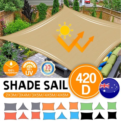$31.99 • Buy Waterproof Shade Sail Heavy Duty Proof Sun Sand Sand Rectangle Square 4X5/4x6M