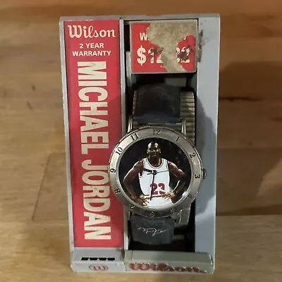 Michael Jordan Bulls 1990s Wilson Wristwatch & Case Leather Style-Band • $26