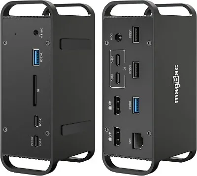 MagBac Macbook Pro Docking Station USB C Dual Monitor 2HDMI 100W AC Macbook Pr • £129.94