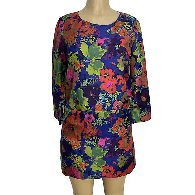 J Crew Multicolor Silk Pocketed Classic Tunic Dress Womens Size 0 Casual Coctail • $10