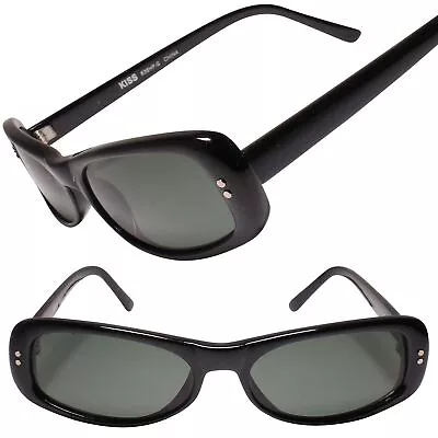 Deadstock Genuine Vintage Metal Rivets Black Frame Rectangle Sunglasses • $12.99