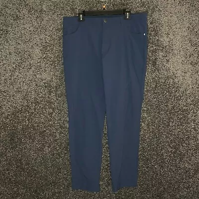 Adidas Pants Mens 36x32 Blue Golf Flat Front Polyester Casual • $19.35