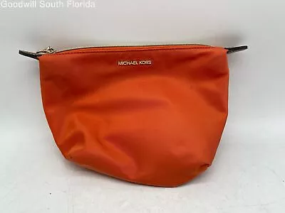 Michael Kors Womens Orange Logo Travel Zipper Cosmetic Makeup Bag • $14.24