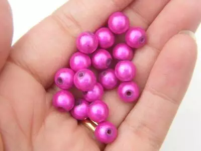 50 Hot Pink Fuchsia Miracle Beads 8mm Acrylic AB167 - SALE 50% OFF • £1.15