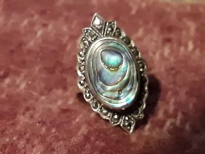 Abalone And Marcasite Ring In Sterling Silver • $23