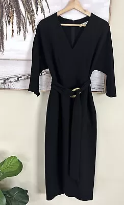 VERONIKA MAINE 3/4 Sleeve Belted Midi Dress With Pockets Size 8 • $110