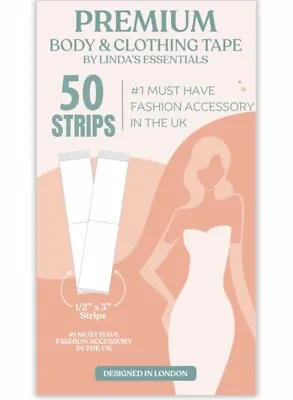 Linda's Essentials Premium Double Sided Body & Clothing Tape 50 Strips 1/2” X 3” • £6.61