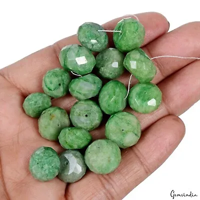 245 Ct~ Natural Green Emerald Beads Round Faceted Cut Drilled Gemstones 17 Pcs • $18.74