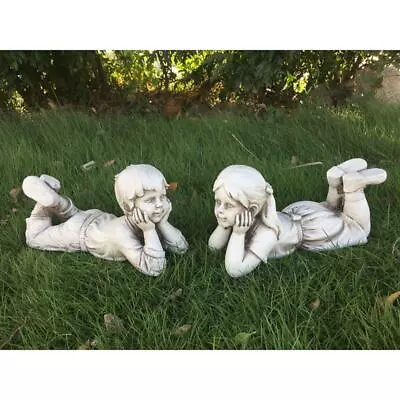 £39.40 • Buy Several Design Boy & Girl Cute Garden Statue Ornaments Outdoor Decoration 