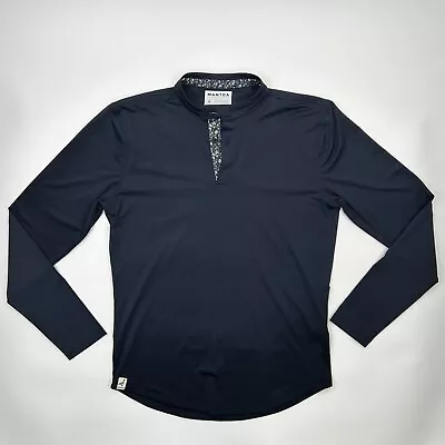 Mantra Shirt Mens M Navy Polo Henley Long Sleeve Performance Stretch Golf USA • $30