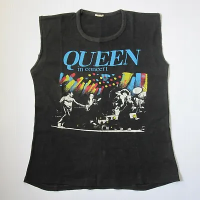 Queen In Concert 1980s Vintage Tour T-Shirt Vest Top Freddie Mercury (Arms Cut)  • £95