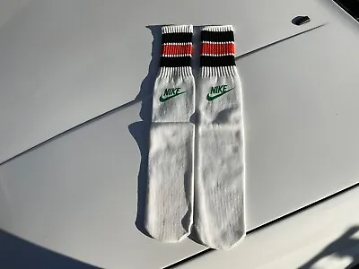 Vintage New Old Stock 80-90s Nike Spellout Socks Green Swoosh Men's Sz 10-13 • $44.99