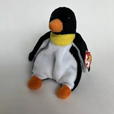 Ty Beanie Baby Waddle The Penguin 1995 Retired Style 4075 PVC Pellets Tag Errors • $5000