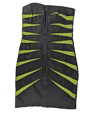 Black Y2K Bodycon Mini Dress Jessica McClintock Short Strapless Size 8 • £27.89