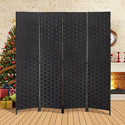 Room Divider 4-Panel Wall Divider Wood Screen Indoor Folding Partition Screen • $69.99