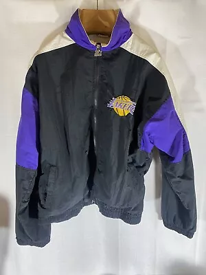 Vintage 90s Starter NBA LA Los Angeles Lakers Zip Windbreaker Jacket Large • $105