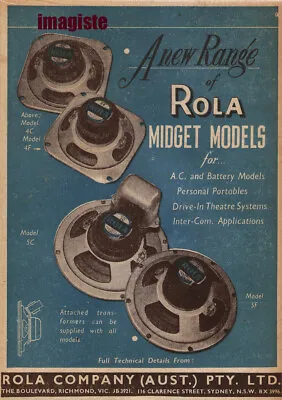 Original Vintage Australian Ad (1955): Rola Speakers Richmond Victoria. • $15