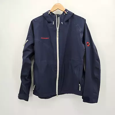 Mammut Dry-Tech Waterproof Women’s Jacket Size XL Navy Blue Red Hooded 1032908 • $50