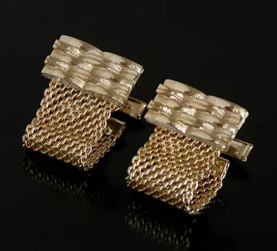 Vtg 70s Mid Century Modern Cufflinks Wrap Around Chunky Gold Bling Hipster • $17.50