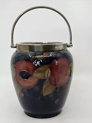 Moorcroft Pottery Pomegranate Biscuit Barrel Silver Plate Rim NO LID • $495