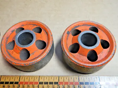 Vintage Pair 2-1/2  Dia. X 1  Cast  Steel Wheel - 3/4  Axle  - Industrial • $12