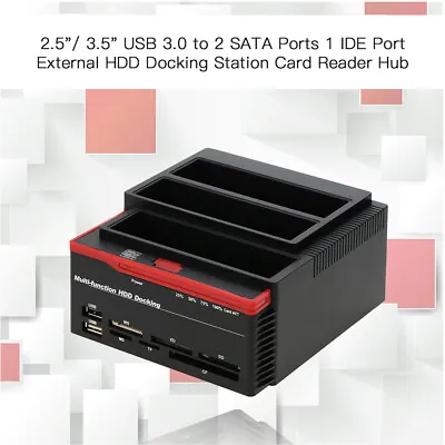 3-Bay SATA IDE HDD Docking Station 2.5''/3.5'' Hard Drive Multi Card Reader F8D5 • $36.99