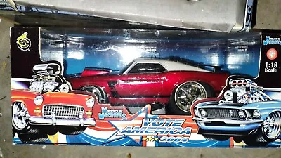 Muscle Machines 66 Mustang 1 18 Scale Diecast Model Car Red White Top • $49.99