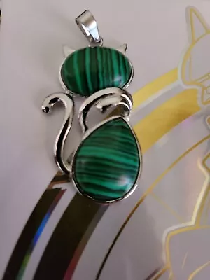 Malachite Cat Pendant NEW • $3.99