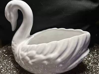 Ceramic White Swan Planter Trinket Vase Vintage • $20