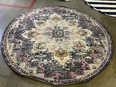BLACK / GOLD 8' X 8' Round Flaw In Rug Reduced Price 1172663780 MAD473Z-8R • $99