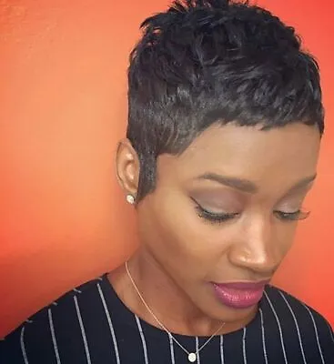 Short Real Human Hair Pixie Wigs Pixie Cut Short Black Wavy Wigs Short Wigs • $21.20