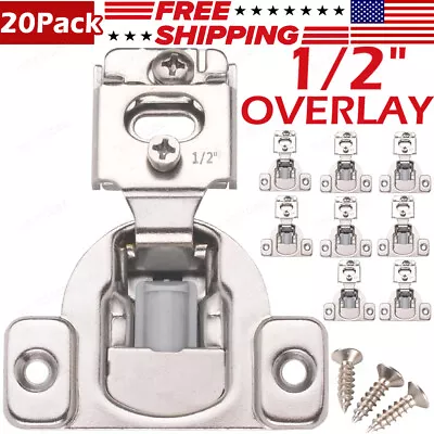 20 Pack 1/2  Overlay Soft Close Face Frame 105° Compact Cabinet Hinges Handware • $27.45