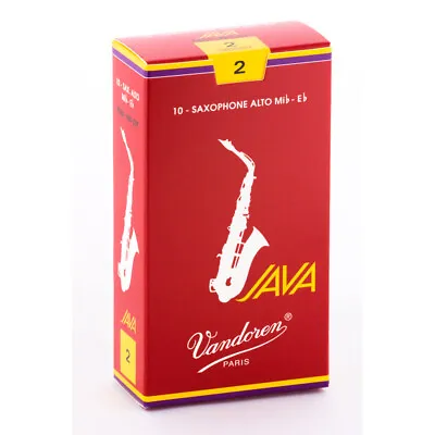 Vandoren SR262R Alto Sax 2 Strength Java Red Saxophone Reeds Box Of 10 • $29.95