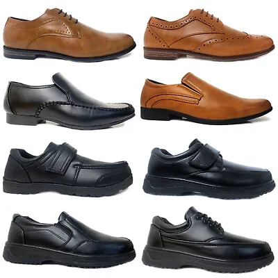 Mens Formal Shoes Faux Leather Smart Dress Wedding Office Work Casual Boots Mocs • £12.99