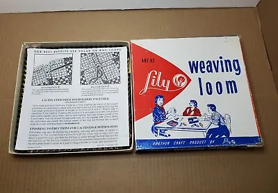 Vintage Lily Mills Co Black Metal Weaving Loom W/ Original Box + Manual Model 92 • $26.95