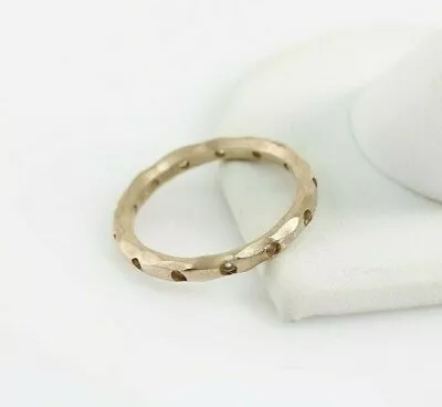 Milor Italy Sterling Silver Rose Gold Vermeil Hammered Brushed Band W/CZ Size 8  • $28.34