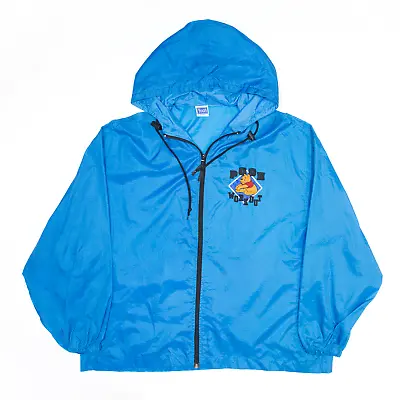 Vintage DISNEY Mens Winnie The Pooh Workout Blue 90s Lightweight Rain Jacket L • £26.99