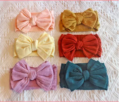 2PCS Newborn Baby Girls Rabbit Headband Soft Elastic Bow Knot Hair Band Set Gift • £5.99