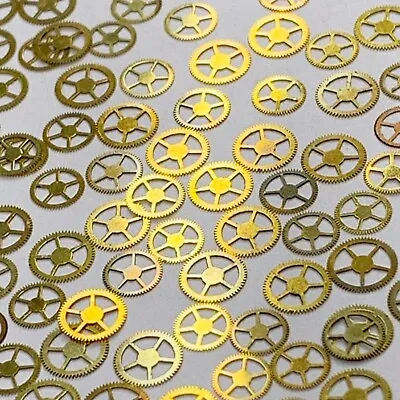 50 Flat Watch Wheel 5mm Gold Copper Oil Slick Steampunk Gear Part Watchmaker Lot • $9.99