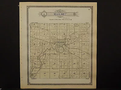 Illinois Champaign County Map 1913 Township Of Mahomet Q3#66 • $31.96