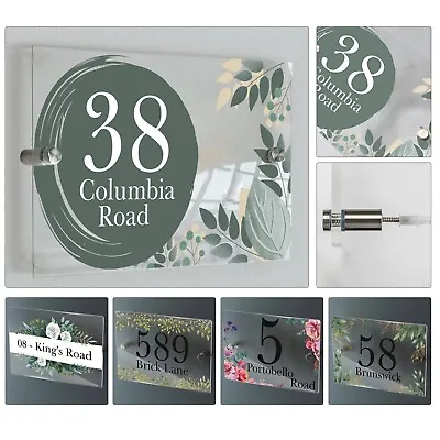 House Sign Plaques Door Numbers Personalised Address Acrylic Modern Floral UK • £4.99