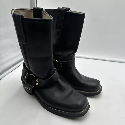 Vintage Motoman Square Toe Western Harness Leather Biker Boots EU 43| US 10 • $100