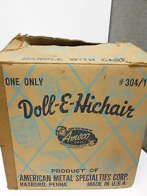 VTG 1950's Amsco Doll-E-Hichair CARDBOARD BOX ONLY  Metal High Chair Baby Doll • $79.95