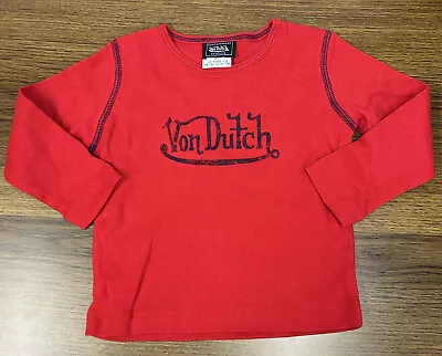 Von Dutch Kids Baby Size 4 Red Long Sleeve Tee T Shirt 90s Y2K VTG • $18.99