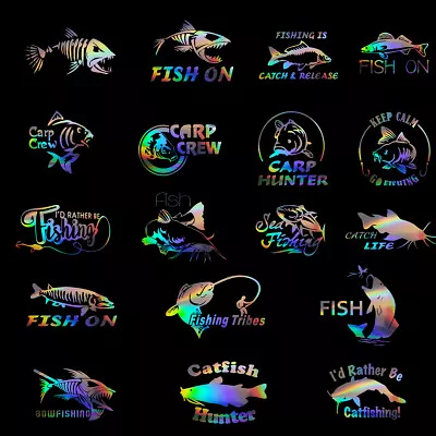 £3.41 • Buy 2X Cute Fish Carp Fishing Car Sticker Window Vinyl Truck Laptop Wall Decal Decor